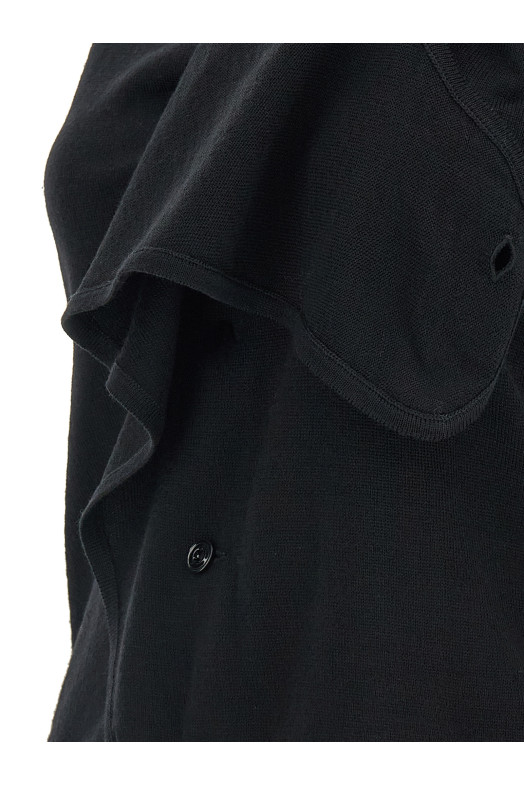 Draped panel vest Black