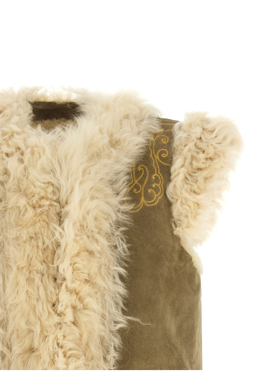 Peacock embroidery vest Beige