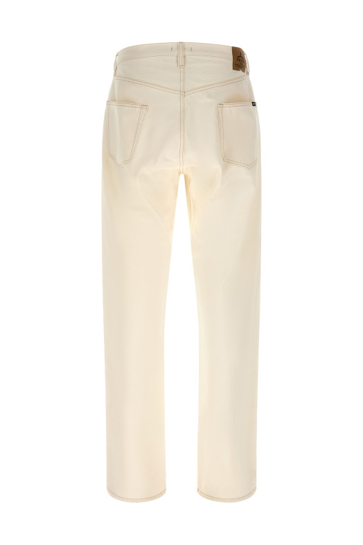 Contrast stitching jeans White
