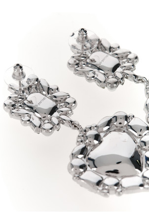 'Crystal Pearl Tiered Heart' earrings Silver