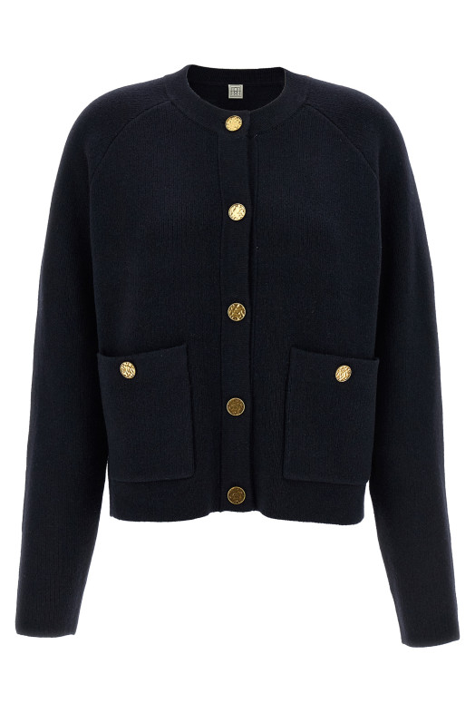 'Hammered Button' cardigan Blue