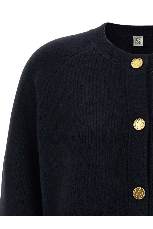 'Hammered Button' cardigan Blue