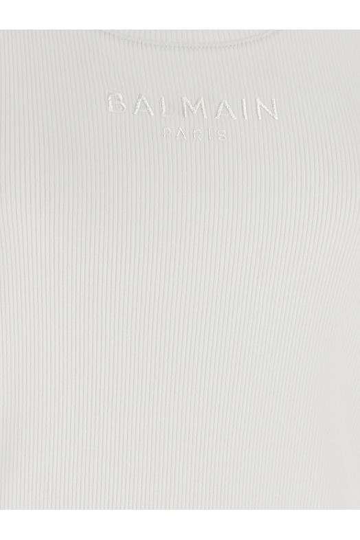 Майка с вышитым логотипом, белая BALMAIN GF0EB075BD10GDI