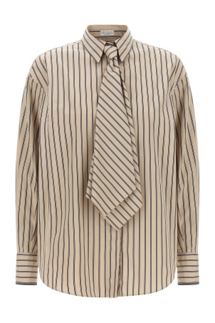 Shirt with tie  Beige