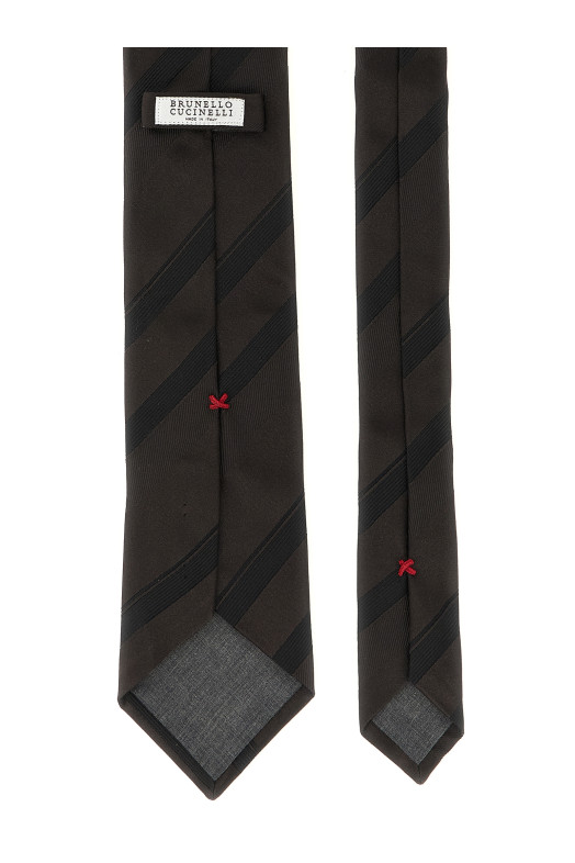 Шёлковый галстук «Regimental»  Коричневый BRUNELLO CUCINELLI MY8610018C2559