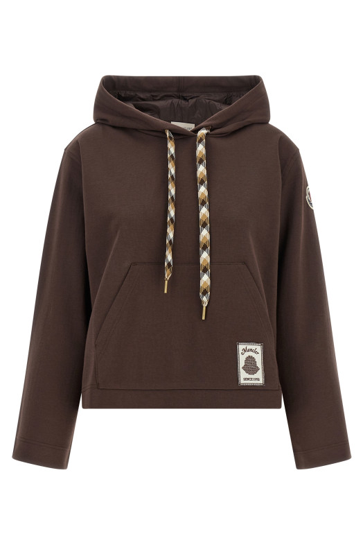 Худи с капюшоном и шнурком Maxi, коричневого цвета MONCLER L20938G0000189BG3262