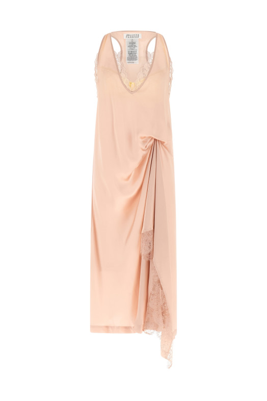 'Silk Lace Slip Midi Dress' dress Pink