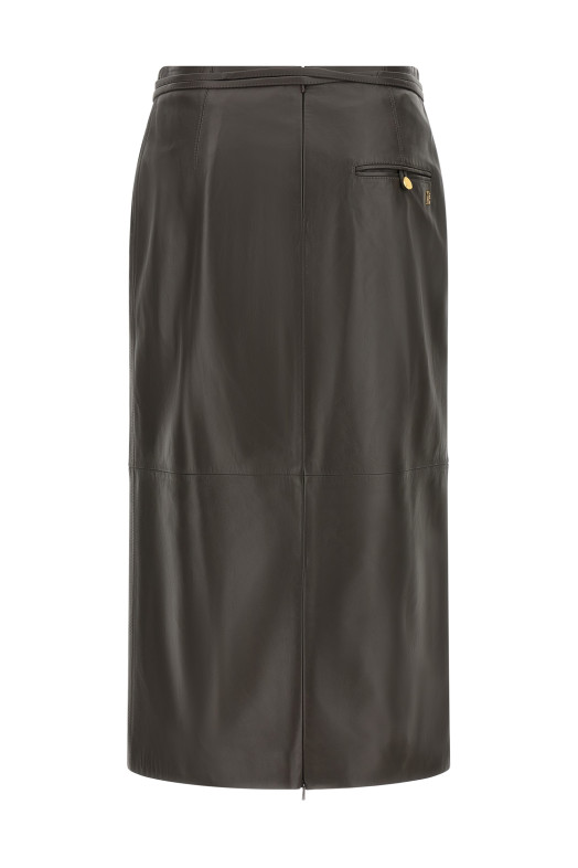 Leather skirt Brown