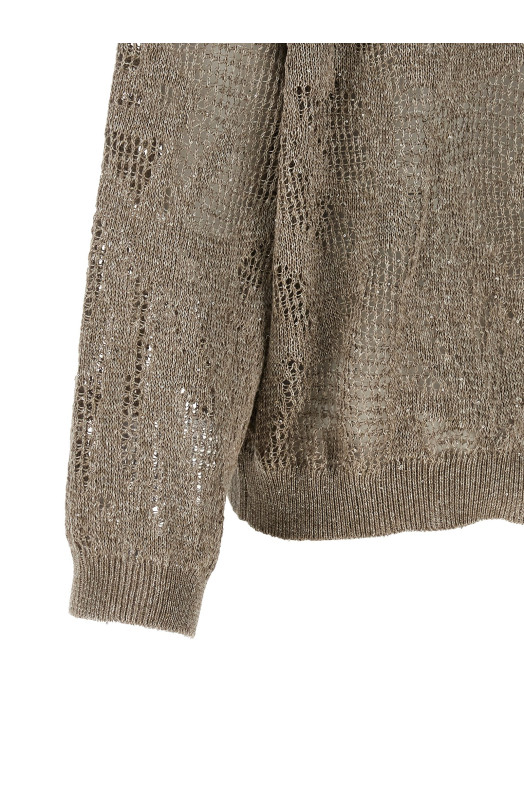 Openwork hooded sweater Brown