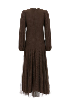 Tulle plumetis dress Brown