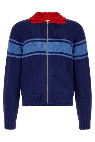 Color block details cardigan Blue