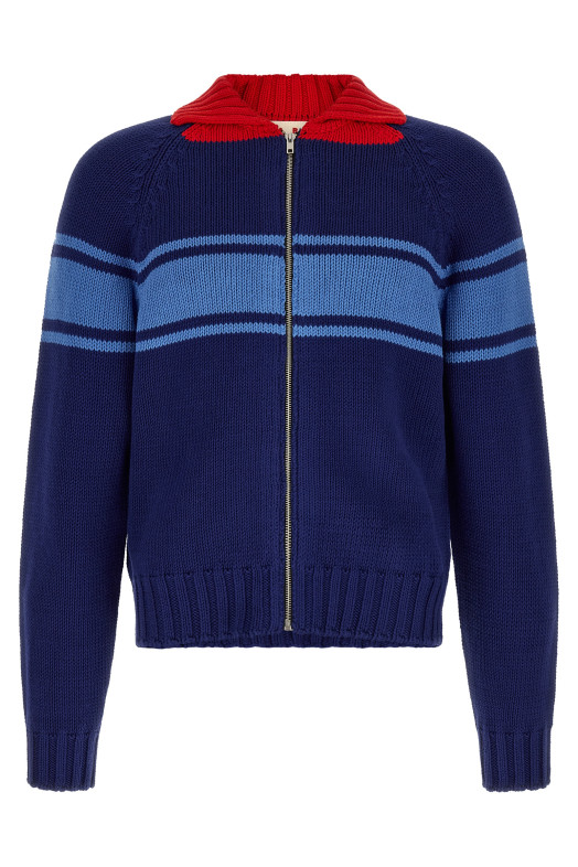 Color block details cardigan Blue
