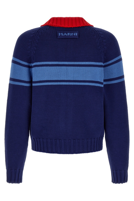 Color block details cardigan Blue