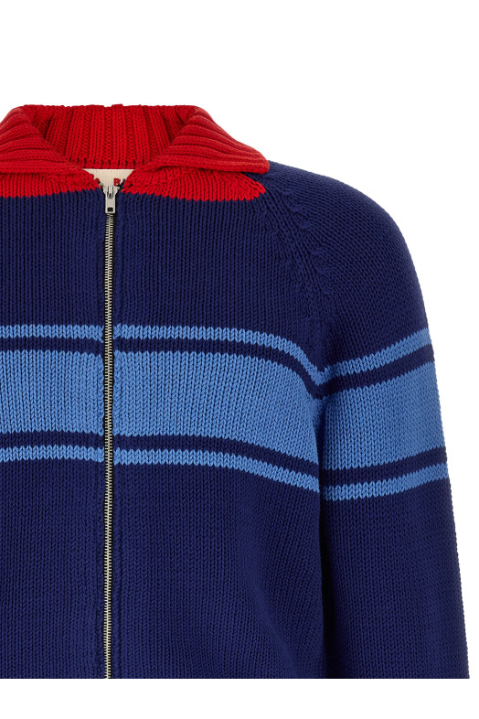 Color block details cardigan Blue