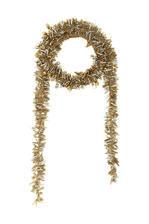 'Embroidered Scarf' necklace Gold