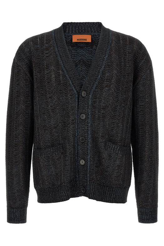 Greek pattern cardigan Blue