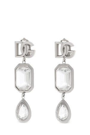 Pendant earrings with crystals Silver
