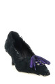 Туфли из атласа с перьями, чёрные PRADA 1I615OFA055C1QF0002