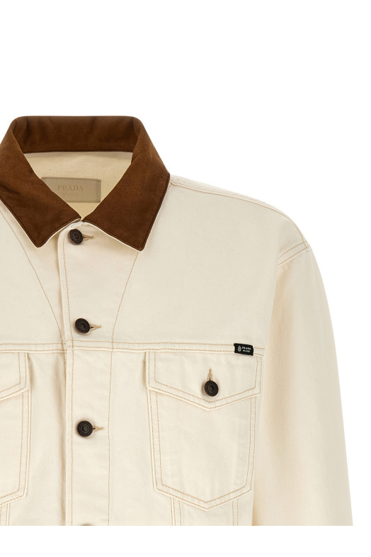 Джинсовая куртка белого цвета PRADA GEB320SOOO1954F01CD