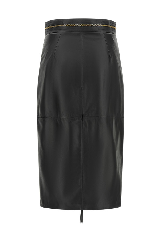 Кожаная юбка, чёрная ELISABETTA FRANCHI GP01Z66E2110