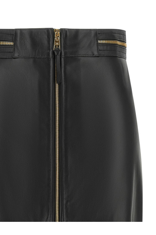 Кожаная юбка, чёрная ELISABETTA FRANCHI GP01Z66E2110