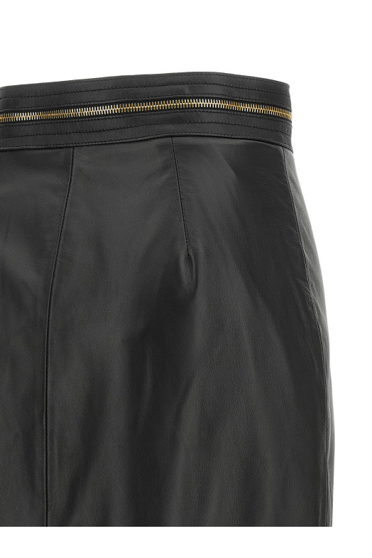 Кожаная юбка, чёрная ELISABETTA FRANCHI GP01Z66E2110