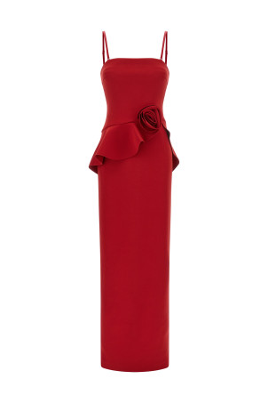 3D floral detail dress Red