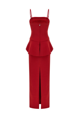3D floral detail dress Red