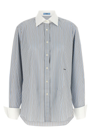 Striped poplin shirt BLUE
