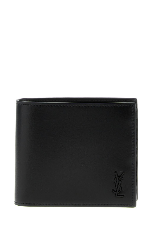Кожаный кошелек с логотипом, черный SAINT LAURENT 6077271JB0U1000