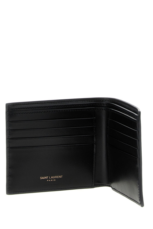 Кожаный кошелек с логотипом, черный SAINT LAURENT 6077271JB0U1000
