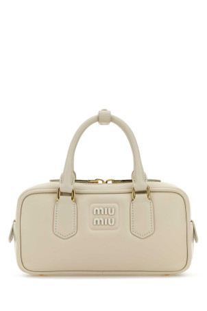 Chalk leather Arcadie handbag MIU MIU (5BB142VOONACR3)