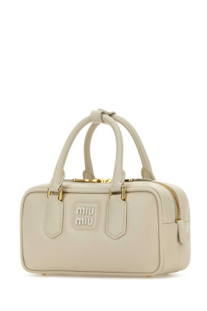 Chalk leather Arcadie handbag MIU MIU (5BB142VOONACR3)