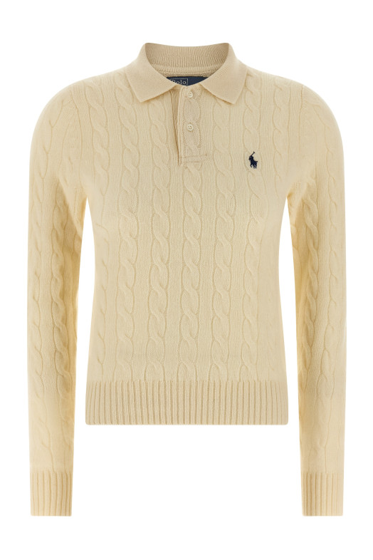 Поло с плетеным узором, белого цвета POLO RALPH LAUREN 211972132001