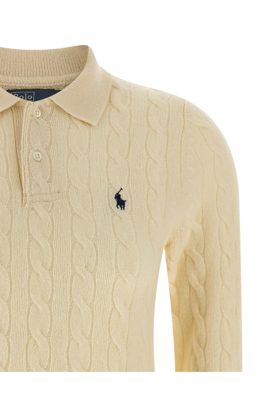 Поло с плетеным узором, белого цвета POLO RALPH LAUREN 211972132001