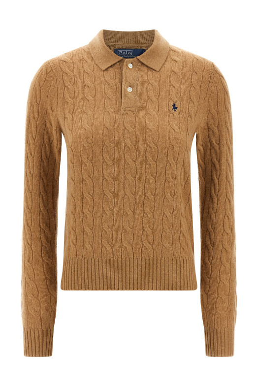 Поло с плетеным узором, бежевого цвета POLO RALPH LAUREN 211972132002