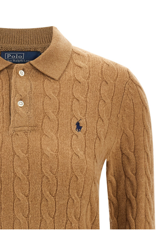 Поло с плетеным узором, бежевого цвета POLO RALPH LAUREN 211972132002