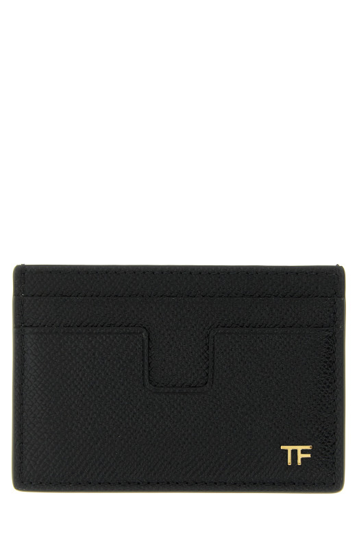 Small grain leather cardholder Black