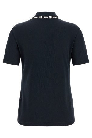 Crystal collar polo shirt Blue