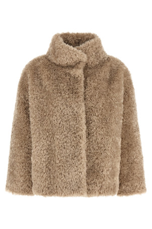 Curled shearling effect coat Beige