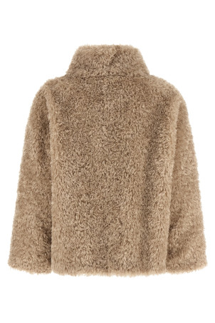 Curled shearling effect coat Beige