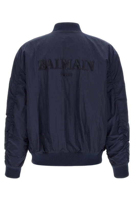 Logo embroidery bomber jacket Blue
