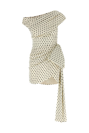 'Polka Dot Satin Tie Side Mini' dress Black-grey