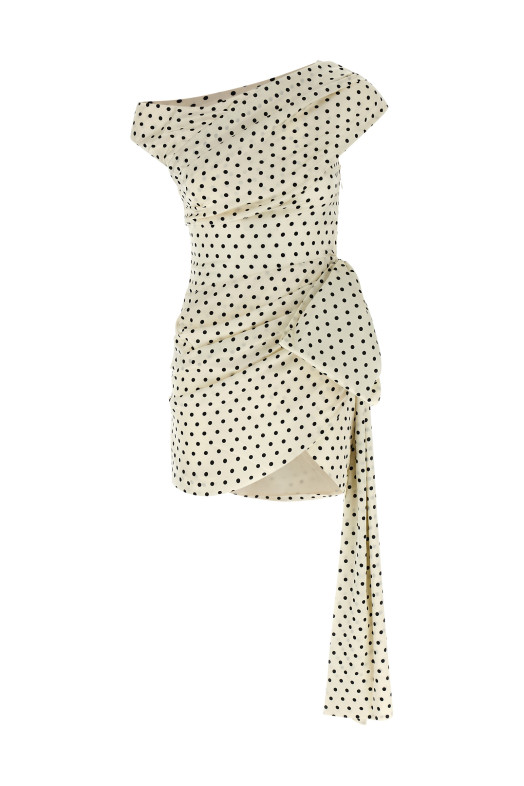 'Polka Dot Satin Tie Side Mini' dress Black-grey