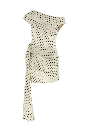 'Polka Dot Satin Tie Side Mini' dress Black-grey