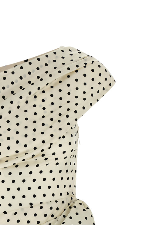 'Polka Dot Satin Tie Side Mini' dress Black-grey