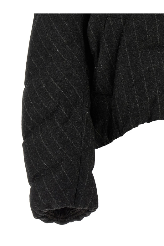 Micro sequin pinstriped crop down jacket Gray