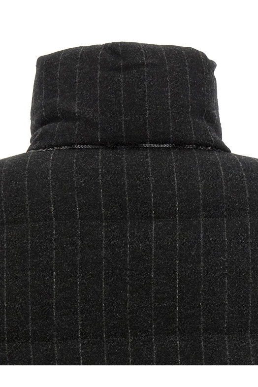 Micro sequin pinstriped crop down jacket Gray