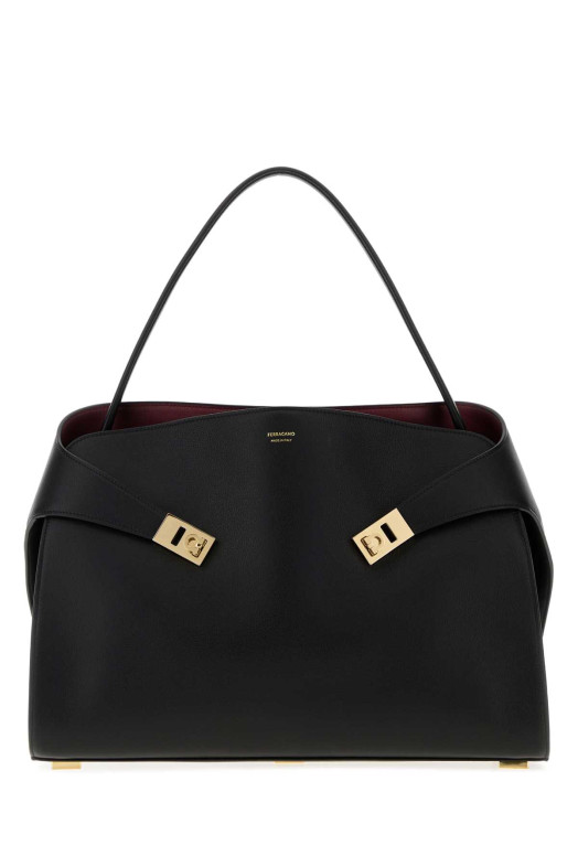 Black leather large Hug Soft shoulder bag SALVATORE FERRAGAMO (219939781693)