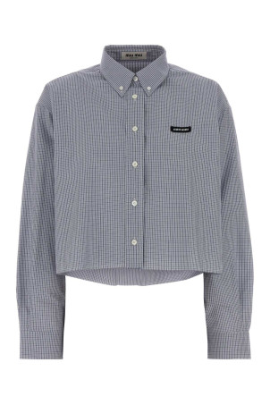 Embroidered poplin oversize shirt Blue MIU MIU (MK1659SOOO1805)